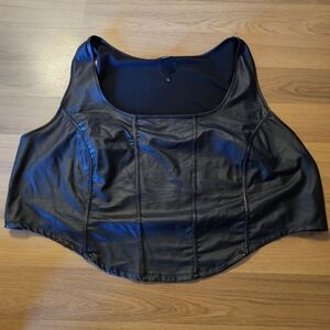SHEIN Black Faux Leather Crop Top